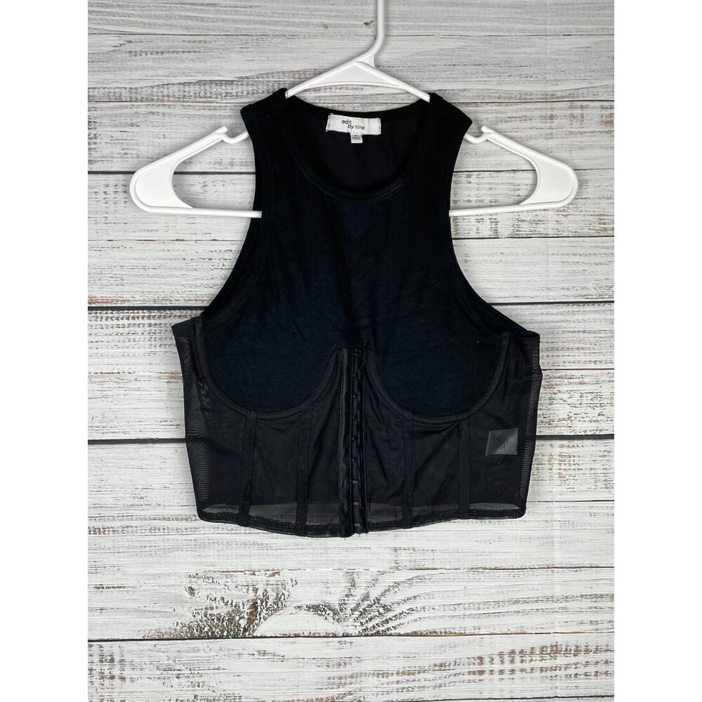 Black Corset Cropped Top Medium Sheer Underwire Sexy Y2K Witchy Whimsigoth Punk